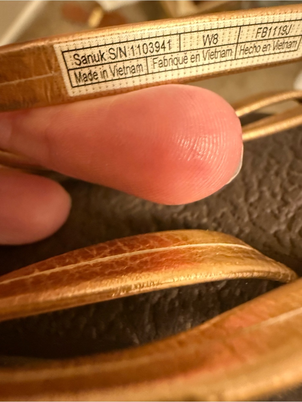 Sanuk Metallic Gold Woven Yoga Salty Slide On Sandals - Picture 5 of 5